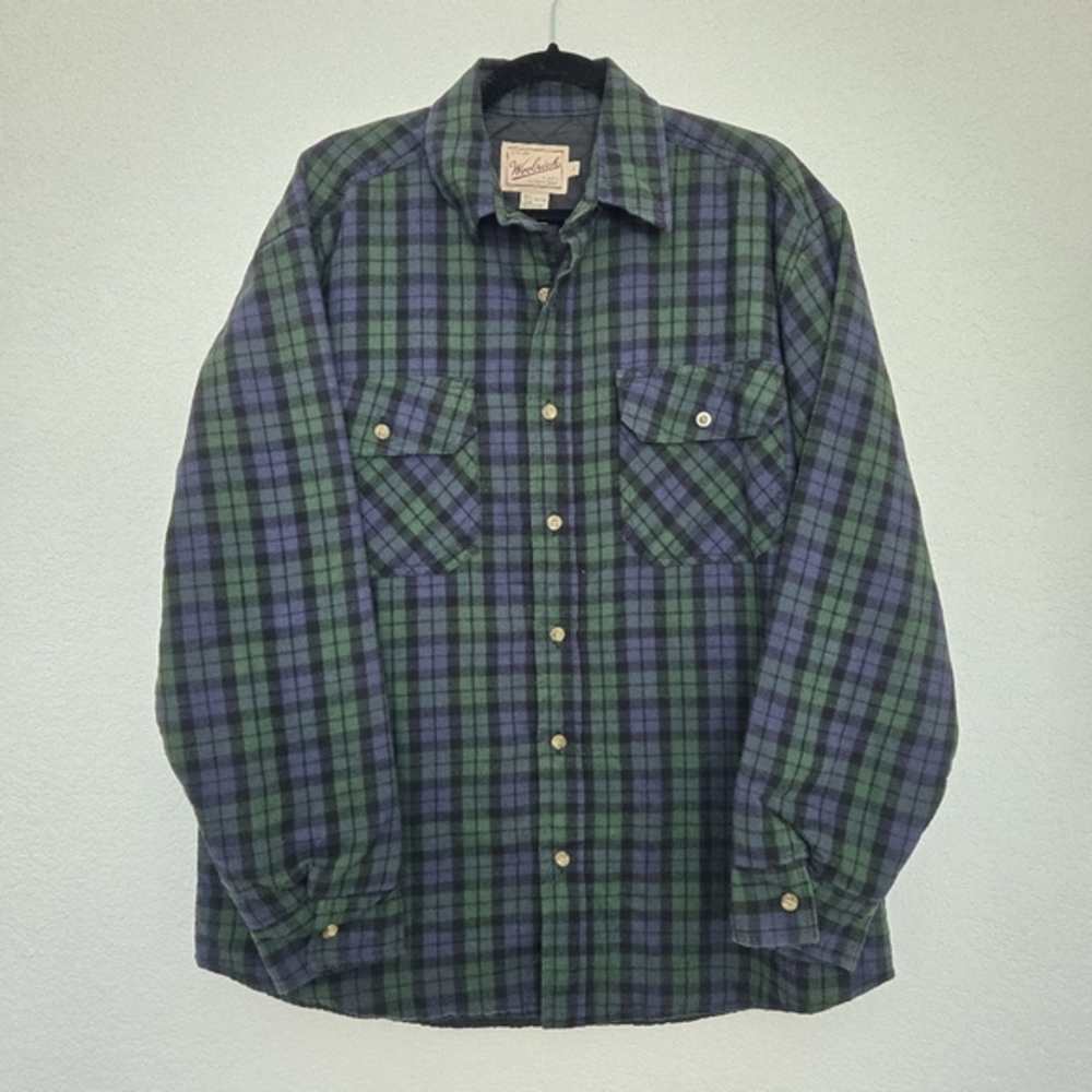 Woolrich‎ Vintage Plaid Quilted Hunting Jacket Mens L insulated blue green